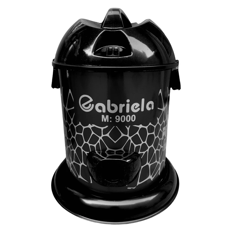 جاروبرقی سطلی گابریلا مدل M9000، وزن 6 کیلوگرم، بدون سری مجزا، پاکت جاروبرقی، با قابلیت جذب مایعات، موتور با قدرت 1400 وات، میزان صدا 65 دسی‌بل، طول کابل برق 4 متر، گنجایش مخزن 12 لیتر، وتوانایی کارکرد در محیط مرطوب وخشک
