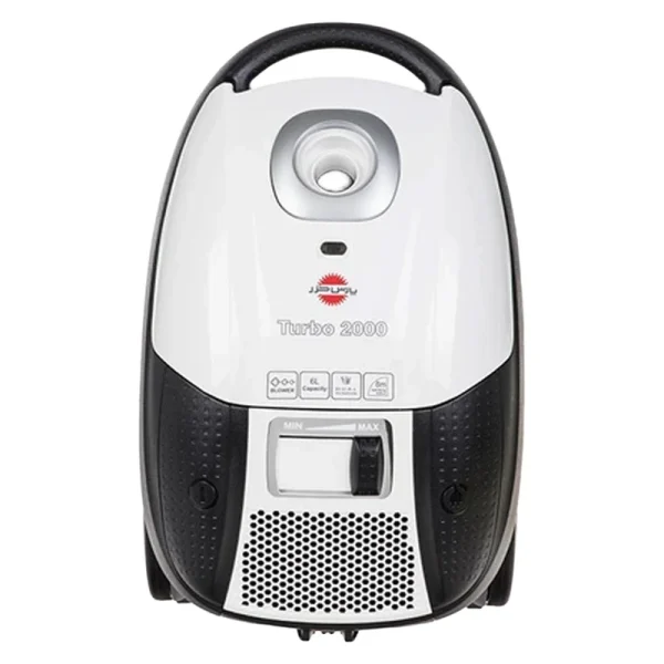 جاروبرقی کیسه‌‎دار پارس خزر مدل Turbo 2000، با فیلتر Hepa 13، وزن 5.4 کیلوگرم، دارای دو عدد سری مجزا، موتور با قدرت 2000 وات، طول کابل برق حدود 6.7 متر، گنجایش مخزن 6 لیتر، دارای کیسه کاغذی، سیم‌جمع‌کن پدالی، قابلیت چرخش 360 درجه‌ی خرطومی