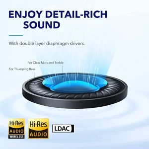 هدفون بلوتوثی برند انکر مدل Soundcore Space Q45 A3040 با نویز کنسلینگ فعال (ANC)، درگاه شارژ USB Type-C، پشتیبانی از شارژ سریع، دارای فناوری نویز کنسلینگ هوشمند سه‌حالته، مقاوم در برابر رطوبت و عرق