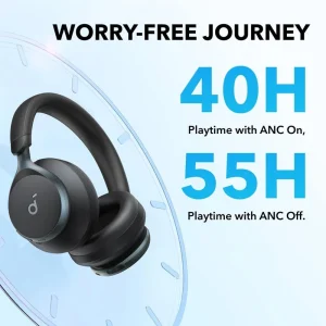 هدفون بی‌سیم انکر مدل Space One با نویز کنسلینگ فعال (ANC)، درگاه شارژ USB Type-C، مقاوم در برابر رطوبت و عرق
