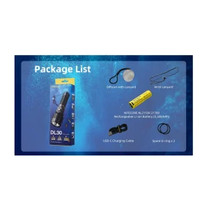 چراغ قوه غواصی نایت کر مدل DL30 با نور مهتابی