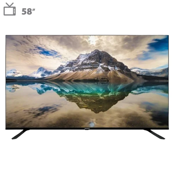 تلویزیون هوشمند کیو ال ای دی دنای مدل K-58GF4Q سایز 58 اینچ با کیفیت تصویر 4K، سیستمعامل Androidنسخه 14، دارای قابلیت اتصال به اینترنت، نصب بازی، قفل کودک و خاموش شدن خودکار، شبکه بیسیم (Wi-Fi) و مرورگر وب، پنل VA، دارای 3 پورت HDMI و 2 پورت USB